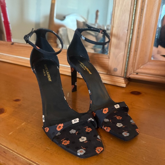 Saint Laurent Bea Ankle Strap Sandals In Nero Multicolor 41 - Picture 8 of 15